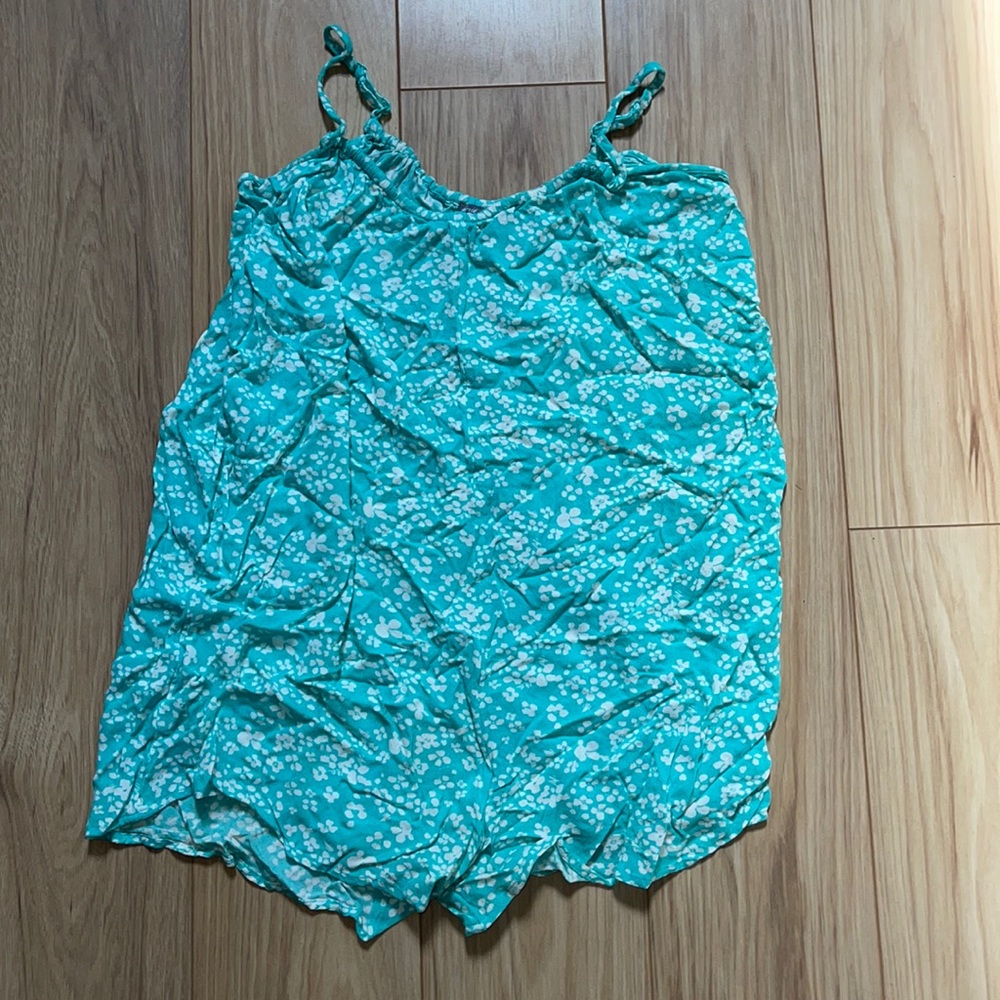 Teal Floral Print Romper TBD